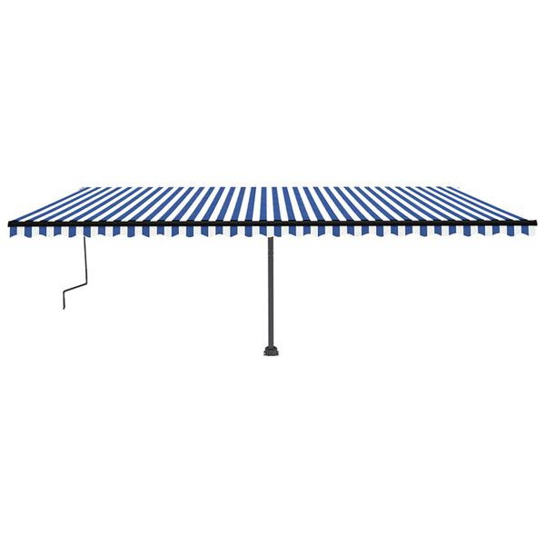vidaXL Toldo retr&aacute;til manual com LED 600x350 cm azul e branco