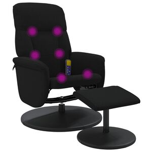 vidaXL Cadeira de massagens reclin&aacute;vel com apoio de p&eacute;s veludo preto