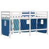 vidaXL Cama alta p/ crian&ccedil;a c/ cortinas 90x190 cm pinho maci&ccedil;o azul