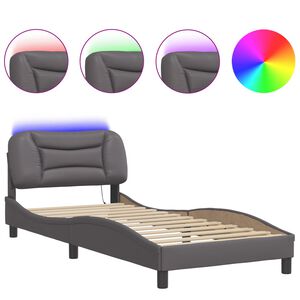 vidaXL Estrutura de cama com LED sem colch&atilde;o Hvar 80x200cm cinza
