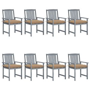vidaXL Cadeiras de jardim c/ almofad&otilde;es 8 pcs ac&aacute;cia maci&ccedil;a cinzento