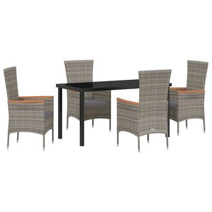 vidaXL Conjunto de Jantar para Jardim 5 pcs Cinzeto A&ccedil;o revestido a p&oacute;