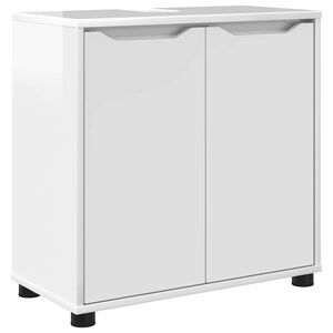 vidaXL Gabinete para lavat&oacute;rio de banheiro com porta Branco Brilhante