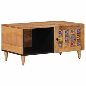 vidaXL Mesa de centro Natural 80 x 50 x 40 cm Madeira de manga maci&ccedil;a
