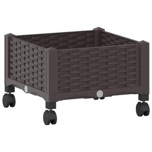 vidaXL Vaso de Jardim com Rodas Castanho 40 x 40 x 29 cm PP