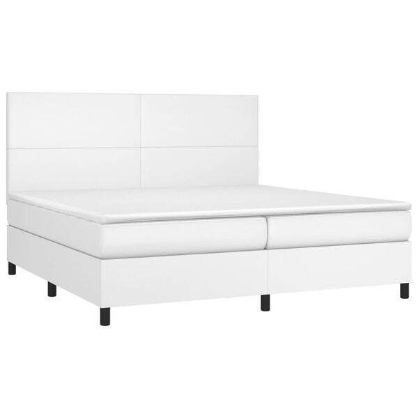 vidaXL Cama com molas/colchão 200x200 cm couro artificial branco