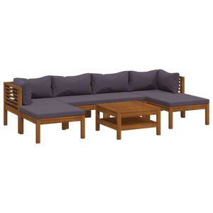 vidaXL 7 pcs conjunto lounge de jardim com almofad&otilde;es ac&aacute;cia maci&ccedil;a