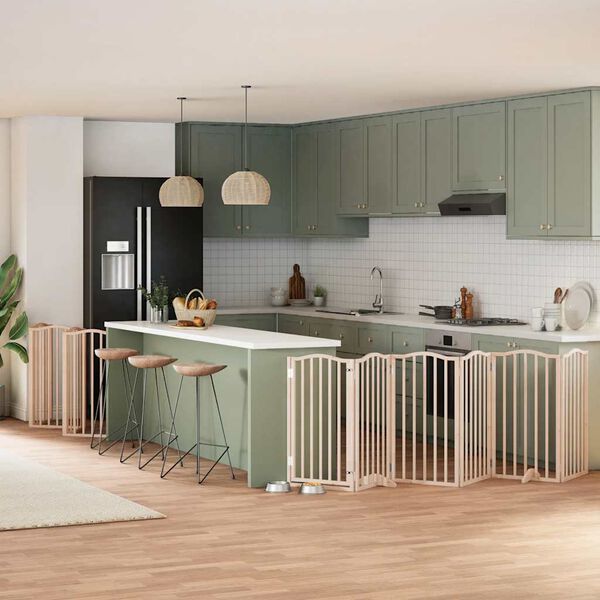 vidaXL Port&atilde;o para c&atilde;es com porta dobr&aacute;vel 15 pain&eacute;is 750 cm &aacute;lamo