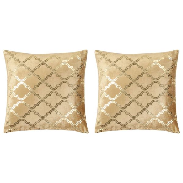 vidaXL Almofad&otilde;es 2 pcs 40x40 cm veludo impress&atilde;o folha bege e dourado