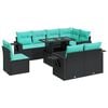 vidaXL 9 pcs conjunto sof&aacute;s p/ jardim almofad&otilde;es vime PE/ac&aacute;cia preto