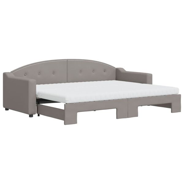 vidaXL Sof&aacute;-cama c/ gavet&atilde;o/colch&otilde;es 80x200cm tecido cinza-acastanhado
