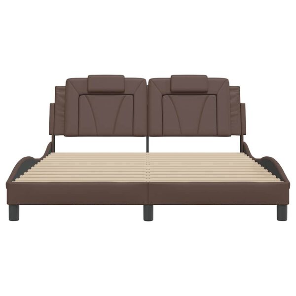 vidaXL Estrutura de cama Viana sem colch&atilde;o 160x200cm couro artificial castanho