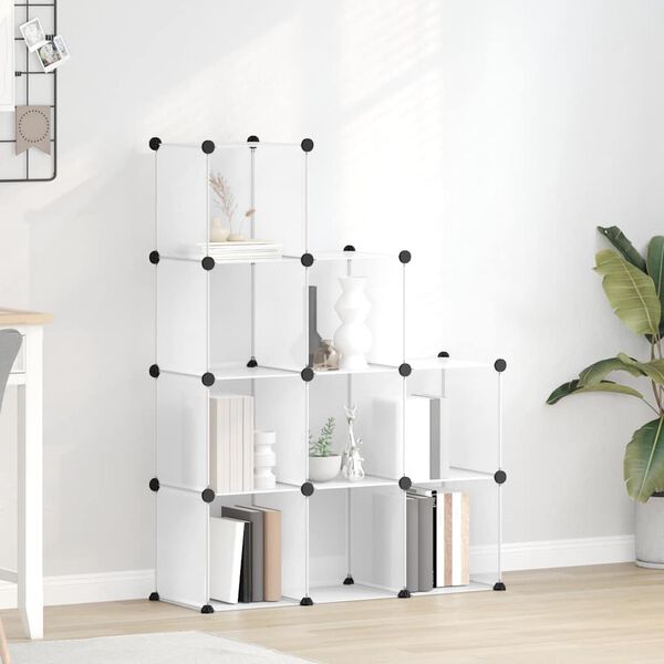 vidaXL Organizador de arruma&ccedil;&atilde;o com 9 cubos PP transparente