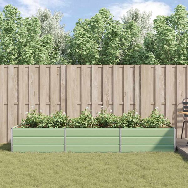 vidaXL Floreira Verde Pastel 195 x 100 x 45 cm A&ccedil;o Galvanizado