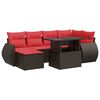 vidaXL 7 pcs conj. sof&aacute;s jardim c/ almofad&otilde;es vime PE/ac&aacute;cia castanho