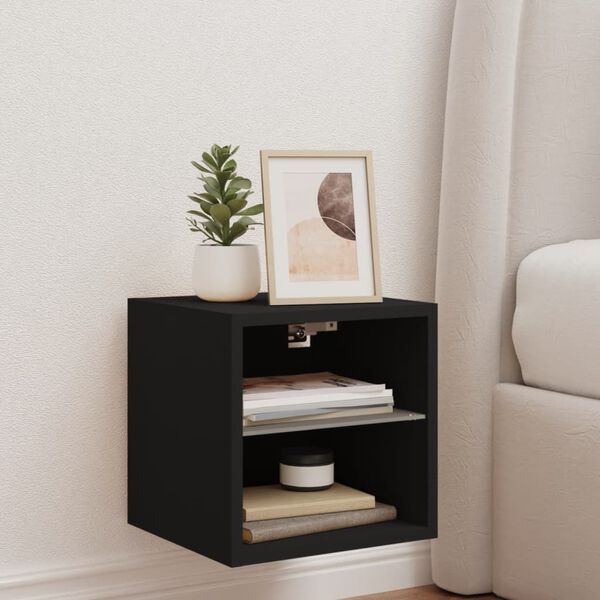 vidaXL M&oacute;vel de parede para TV com luzes LED 30x28,5x30 cm preto