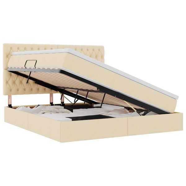 vidaXL Cama com arruma&ccedil;&atilde;o e colch&atilde;o Creme 180 x 200 cm Poli&eacute;ster