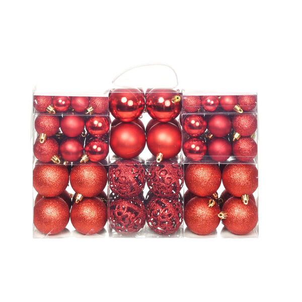 vidaXL Conjunto de bolas de natal 100 pcs 3/4/6 cm vermelho