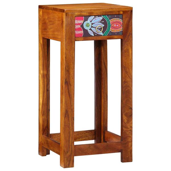 vidaXL Mesa de Apoio Floral com gaveta Castanho 35 x 35 x 75 cm