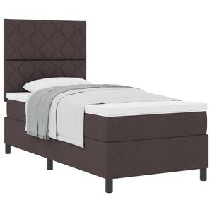 vidaXL Cama Box com colch&atilde;o Marrom Escuro 100 x 200 cm tecido