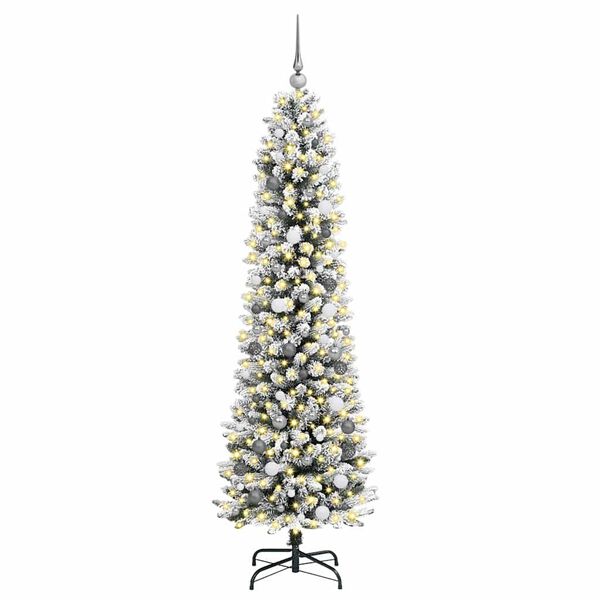 vidaXL &Aacute;rvore de Natal Artificial Branco 210 cm PVC, Metal e Pl&aacute;stico