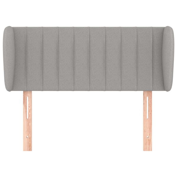 vidaXL Cabeceira de cama c/ abas tecido 93x23x78/88 cm cinzento-claro