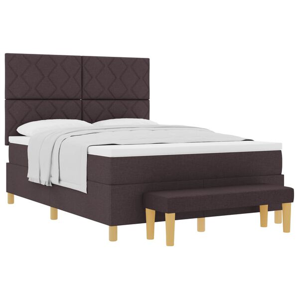 vidaXL Cama Box com colch&atilde;o Castanho escuro 160 x 200 cm tecido