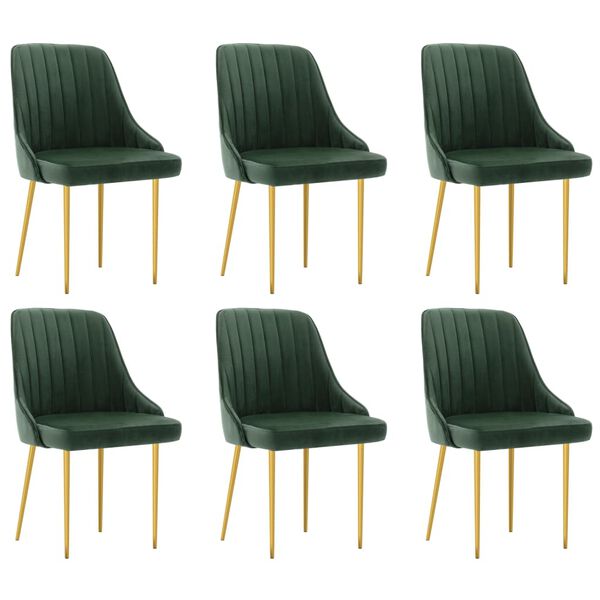 vidaXL Cadeiras de jantar 6 pcs veludo verde-escuro