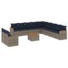 vidaXL Conjunto de sof&aacute; de jardim com 12 pe&ccedil;as e almofadas em rattan sint&eacute;tico cinza