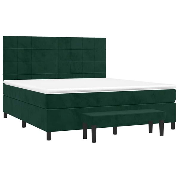 vidaXL Cama com molas/colch&atilde;o 180x200 cm veludo verde-escuro