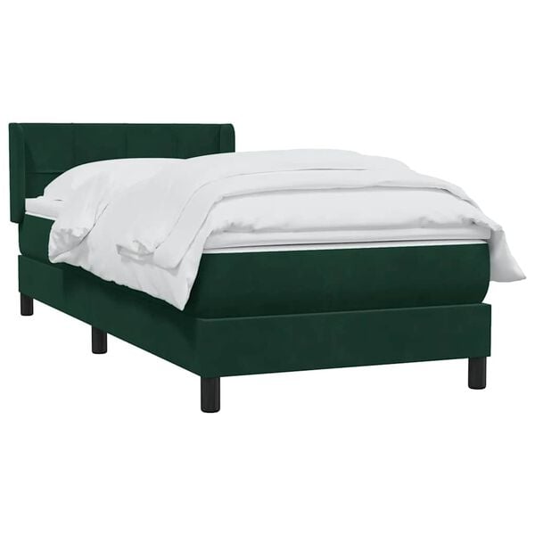 vidaXL Cama com molas/colch&atilde;o verde-escuro 90x210 cm veludo