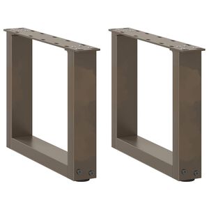 vidaXL P&eacute;s para mesa de centro em formato de U, 2 pe&ccedil;as, a&ccedil;o natural, 40x(30-31) cm, a&ccedil;o