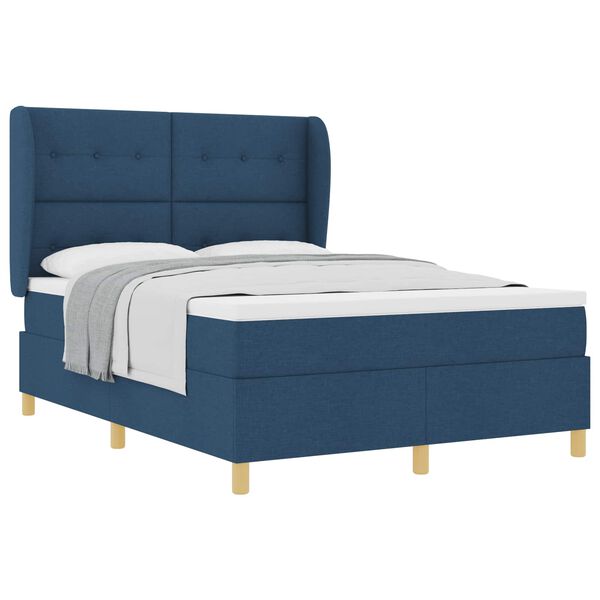 vidaXL Cama Box Springs com Colch&atilde;o Cinza Escuro 90x190 cm Azul tecido