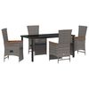 vidaXL Conjunto de Jantar para Jardim 5 pcs Cinzeto vime PE
