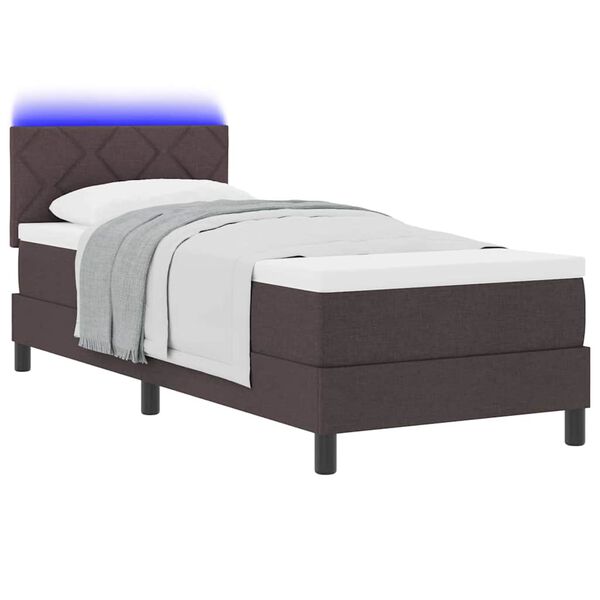 vidaXL Cama Box com colch&atilde;o Marrom Escuro 80 x 200 cm tecido