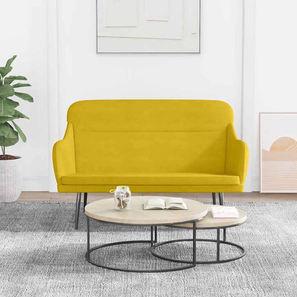 vidaXL Banco 110x76x80 cm veludo amarelo