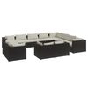 vidaXL 12 pcs conjunto lounge de jardim c/ almofad&otilde;es vime PE preto