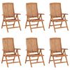 vidaXL Cadeiras de jardim reclin&aacute;veis c/ almofad&otilde;es 6 pcs teca maci&ccedil;a