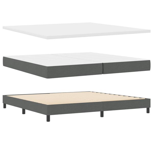 vidaXL Cama Box com colch&atilde;o Cinza Escuro 200 x 200 cm tecido