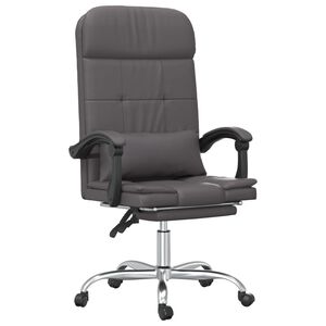 vidaXL Cadeira escrit&oacute;rio massagens reclin&aacute;vel couro artificial cinza