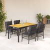 vidaXL 5 pcs conjunto de jantar p/ jardim c/ almofad&otilde;es vime PE preto
