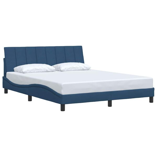 vidaXL Estrutura de cama sem colch&atilde;o Hanko 160x200 cm tecido azul