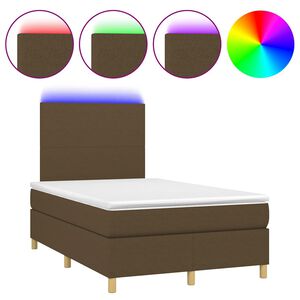 vidaXL Cama box spring c/ colch&atilde;o/LED 120x190cm tecido castanho-escuro