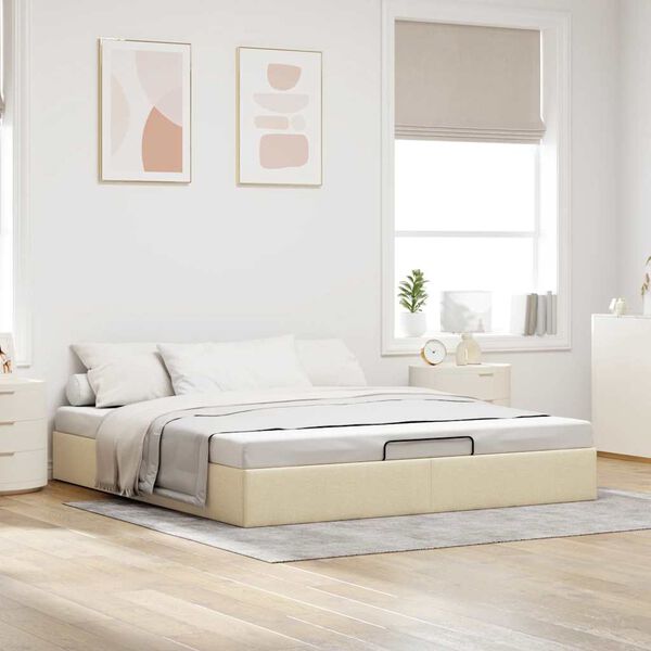 vidaXL Estrutura de cama otomana sem creme de colch&atilde;o 180x200cm tecido