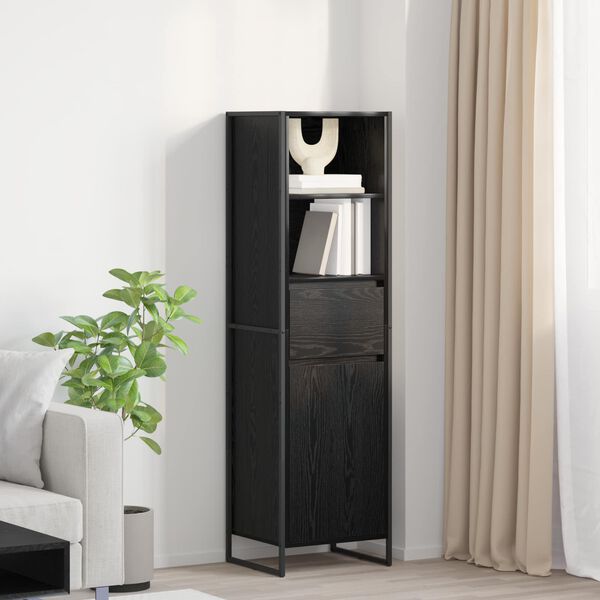 vidaXL Gabinete de Livros com gaveta Carvalho Preto 43 x 36 x 150.5 cm