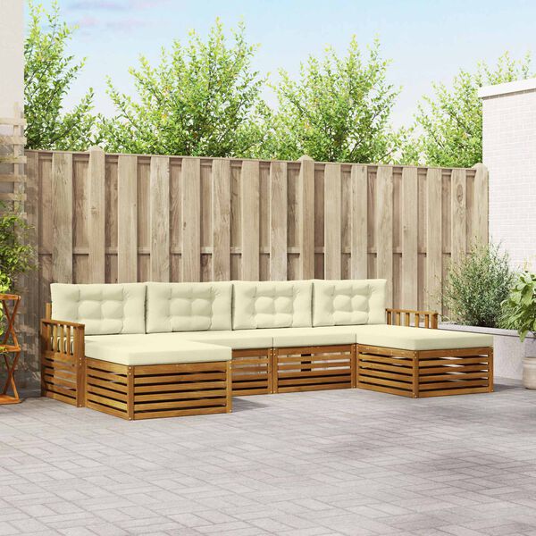 vidaXL Conjuntos de sof&aacute;s com almofada 6 pcs Natural e Creme