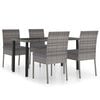 vidaXL 5 pcs conjunto de jantar para jardim vime PE cinzento