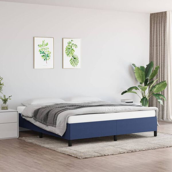 vidaXL Estrutura de cama sem colch&atilde;o 180x200 cm tecido azul