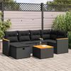 vidaXL 7 pcs conjunto de sof&aacute;s p/ jardim c/ almofad&otilde;es vime PE preto