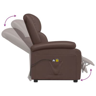 vidaXL Poltrona de massagens elevatória couro artificial castanho